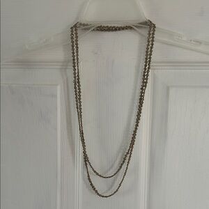 Layered Gray and Tan Beaded Necklace